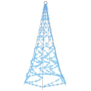 vidaXL Sapin de Noël sur mât de drapeau 200 LED Bleues 180 cm