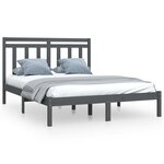 vidaXL Cadre de lit Gris Bois massif 120x190 cm Petit Double