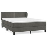 vidaXL Lit à sommier tapissier et matelas Gris foncé 140x200cm Velours