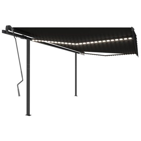 vidaXL Auvent automatique et capteur de vent et LED 4 5x3 m Anthracite