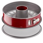 Tefal moule a savarin delibake en acier - ø 27 cm - rouge et gris - avec charniere