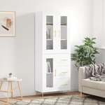 vidaXL Buffet haut Blanc brillant 69 5x34x180 cm Bois d'ingénierie