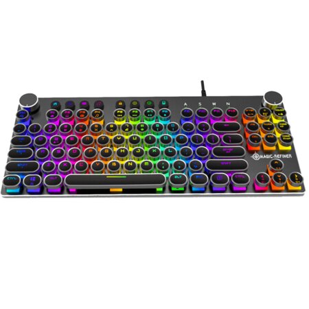 Ovegna k11 : clavier mécanique magic-refiner  anti-ghosting 87 touches (qwerty) filaire  rétro-éclairé rvb  etanche  structure aluminium  touches design piano  pour windows 7/8/10  mac  android  linux