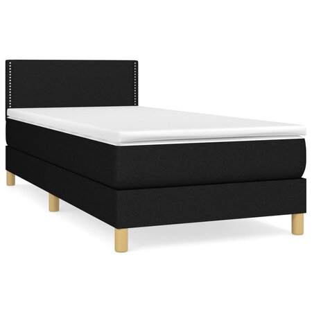 vidaXL Lit à sommier tapissier avec matelas Noir 90x190 cm Tissu