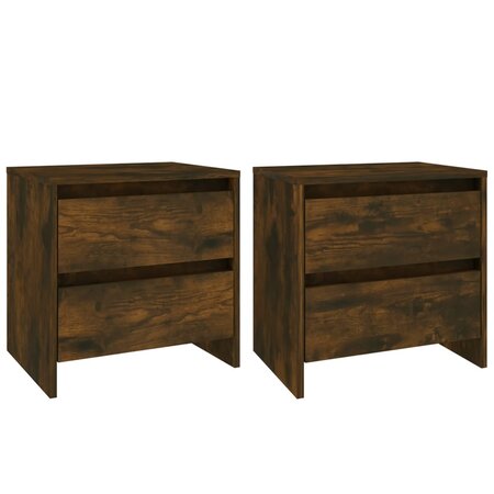 vidaXL Tables de chevet 2 Pièces Chêne fumé 45x34 5x44 5 cm Aggloméré