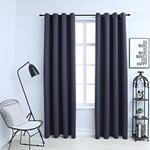 vidaXL Rideaux occultants avec anneaux Métal 2Pièces Anthracite 140x245cm