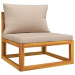 vidaXL Salon de jardin 8 Pièces avec coussins taupe bois massif