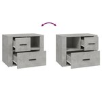 vidaXL Table de chevet Gris béton 60x36x45 cm Bois d'ingénierie