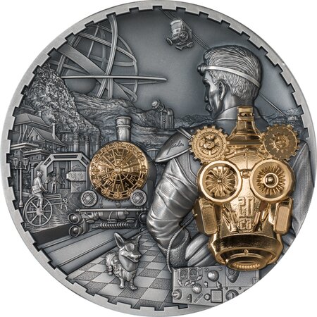 JET PACK Steampunk 1 Kg Kilo Edition argent monnaie 100 Dollars Cook Islands 2023