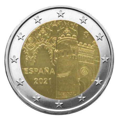 Pièce 2€ commémorative  espagne - vieille ville de tolède - 2021