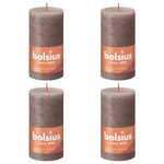 Bolsius Bougies pilier rustiques Shine 4 Pièces 130x68 mm Taupe rustique