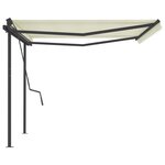 vidaXL Auvent automatique rétractable avec poteaux 4 5x3 5 m Crème