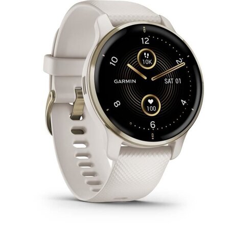 Montre de sport connectée - GARMIN Venu 2 Plus - Ivoire Cream Gold
