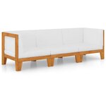vidaXL Salon de jardin 3 Pièces avec coussins Bois d'acacia solide