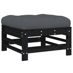 vidaXL Repose-pieds de jardin et coussins 2Pièces noir bois de pin massif
