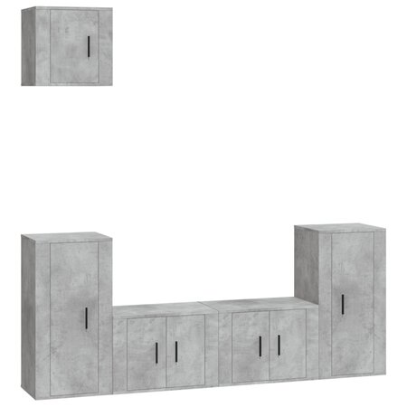 vidaXL Ensemble de meubles TV 5 Pièces Gris béton Bois d'ingénierie