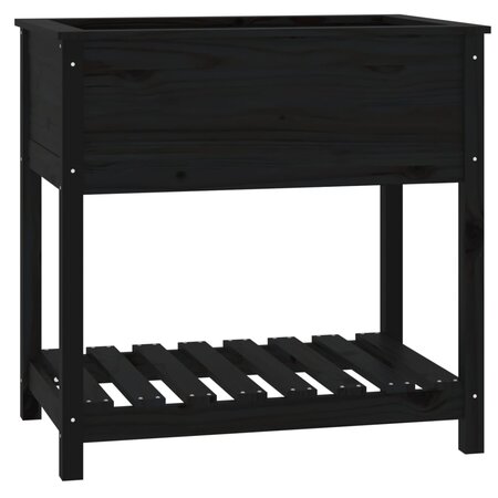 vidaXL Jardinière avec étagère Noir 82 5x54x81 cm Bois massif de pin