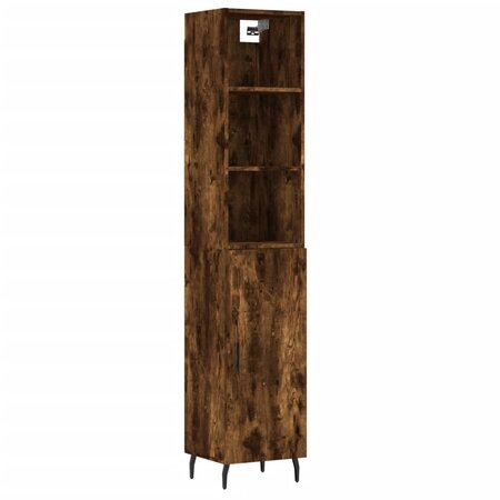 vidaXL Buffet haut Chêne fumé 34 5x34x180 cm Bois d'ingénierie