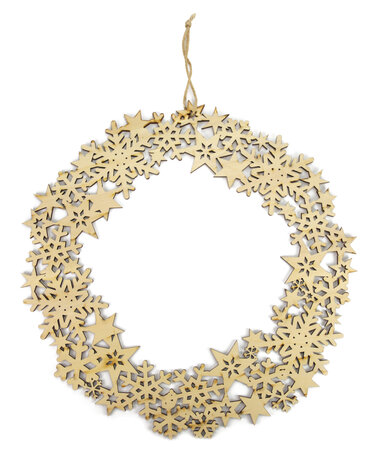 Couronne de noel en bois découpé 35 cm de diamètre