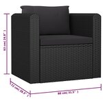 vidaXL Salon de jardin 10 Pièces avec coussins Résine tressée Noir