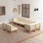 vidaXL Salon de jardin 8 Pièces avec coussins Bois de pin massif