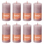 Bolsius Bougies pilier rustiques Shine 8 Pièces 100x50 mm Rose cendre