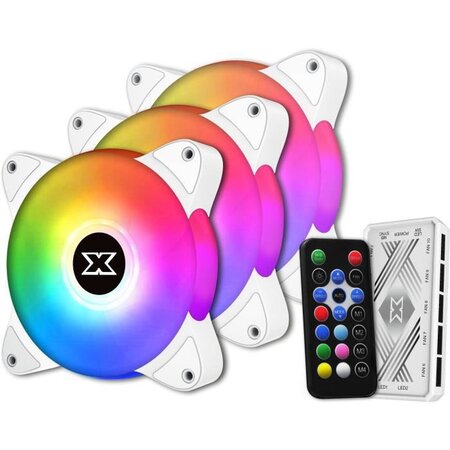 XIGMATEK Galaxy III Essential BX120 ARGB ARCTIC (Pack 3) - Ventilateur 120mm A-RGB pour boitier PC