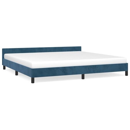 vidaXL Cadre de lit avec tête de lit Bleu foncé 200x200 cm Velours