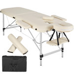 Tectake table de massage 2 zones avec rouleaux de massage - beige