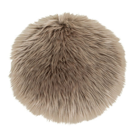 Coussin de siège rond en peau d'agneau artificielle marron grise Ø 35 cm