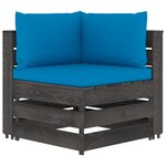 vidaXL Salon de jardin 5 Pièces avec coussins Bois imprégné de gris