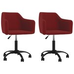 vidaXL Chaises pivotantes salle à manger 2 Pièces Rouge bordeaux Velours