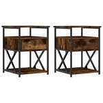 vidaXL Tables de chevet 2 Pièces chêne fumé 40x42x55 cm bois d'ingénierie