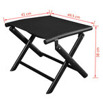 vidaXL Repose-pied pliable Noir Aluminium