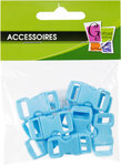 Fermoirs clips plastique (idéal Créacord) 3 x 1 5cm Bleu x10