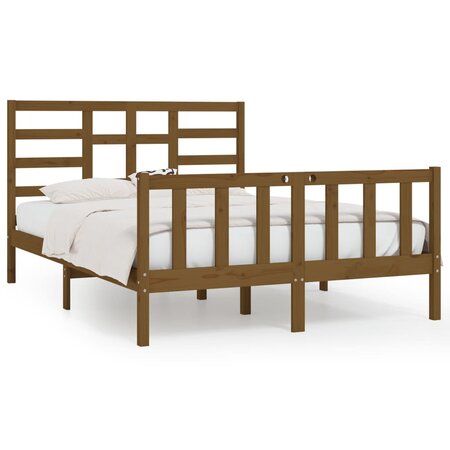 vidaXL Cadre de lit Marron miel Bois de pin massif 160x200 cm