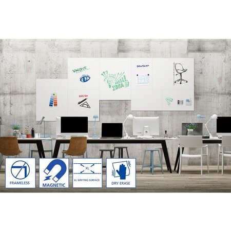 Board-Up tableau blanc mural en acier laqué, magnétique, sans cadre - 75 x 50 cm