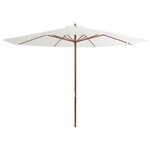 vidaXL Parasol avec mât en bois 350 cm Blanc sable