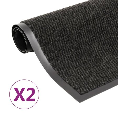 vidaXL Paillassons rectangulaires 2 Pièces 60 x 90 cm Noir
