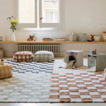 Tapis damier rose et beige 120 x 160 cm