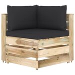 vidaXL Salon de jardin 6 Pièces avec coussins Bois imprégné de vert