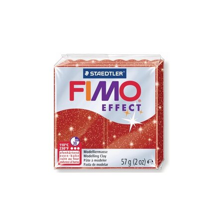 Pâte fimo 57 g effect pailletée rouge 8020.202