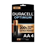 Duracell - piles alcalines aa optimum  1.5 v lr6  paquet de 4