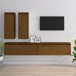 vidaXL Meubles TV 4 Pièces Marron miel Bois massif de pin