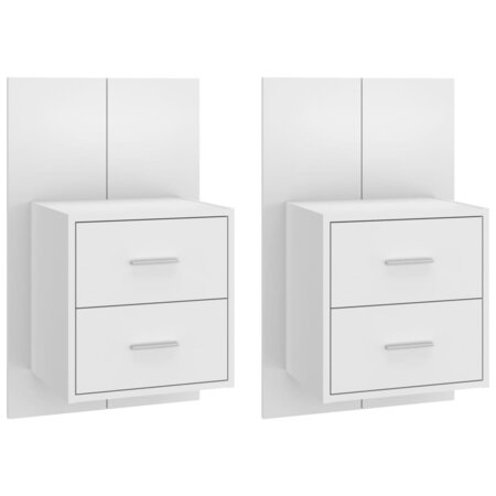 vidaXL Tables de chevet murales 2 Pièces Blanc