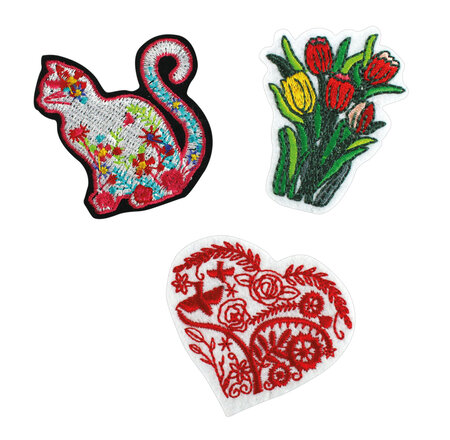 Patch brodé Fleurs 4 à 5 2 cm 3 pièces