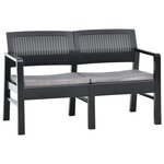 vidaXL Salon de jardin 4 Pièces avec coussins Plastique Anthracite