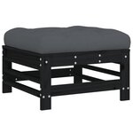 vidaXL Salon de jardin 8 Pièces avec coussins noir bois massif