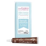 Pâte à sucre de couverture bleu clair 200 g + stylo chocolat