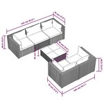 vidaXL Salon de jardin 6 Pièces avec coussins résine tressée gris